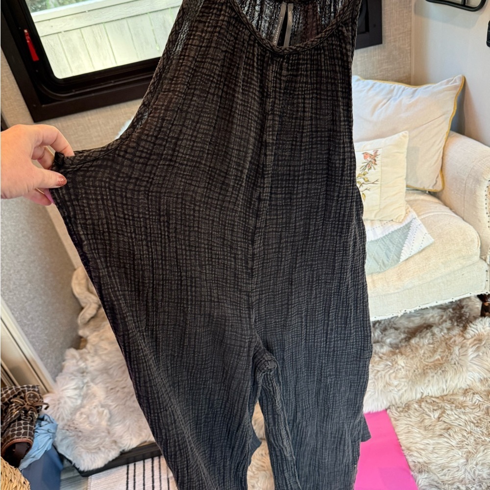 Anthropologie Charcoal Textured Garment jumpsuit size XXS - Picture 2 of 6